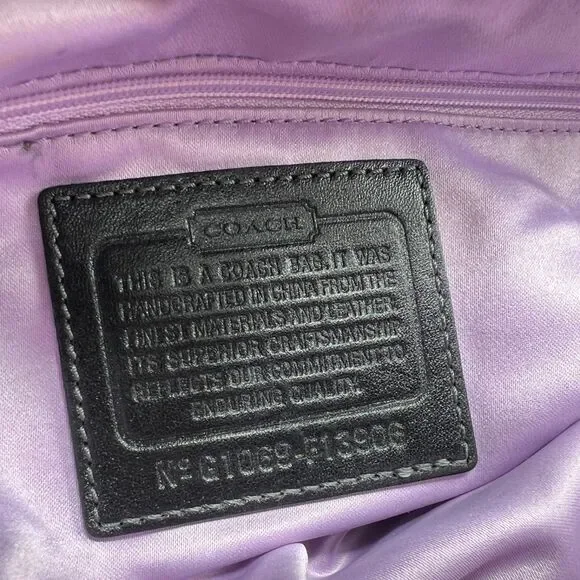 Coach Signature Sateen Garnet Satchel Shoulder Bag Silver/Black No F13906 - Picture 12 of 15